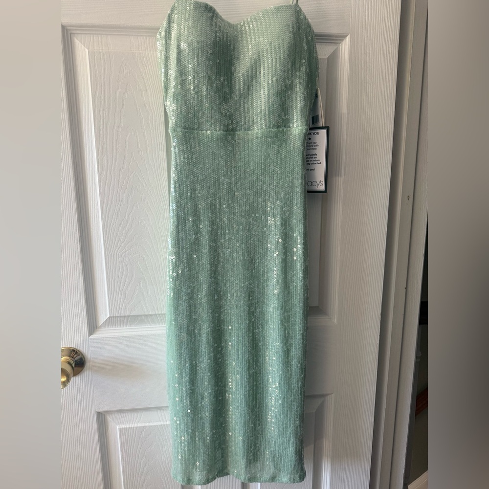 Sage Green Sequin Midi Homecoming Dress
